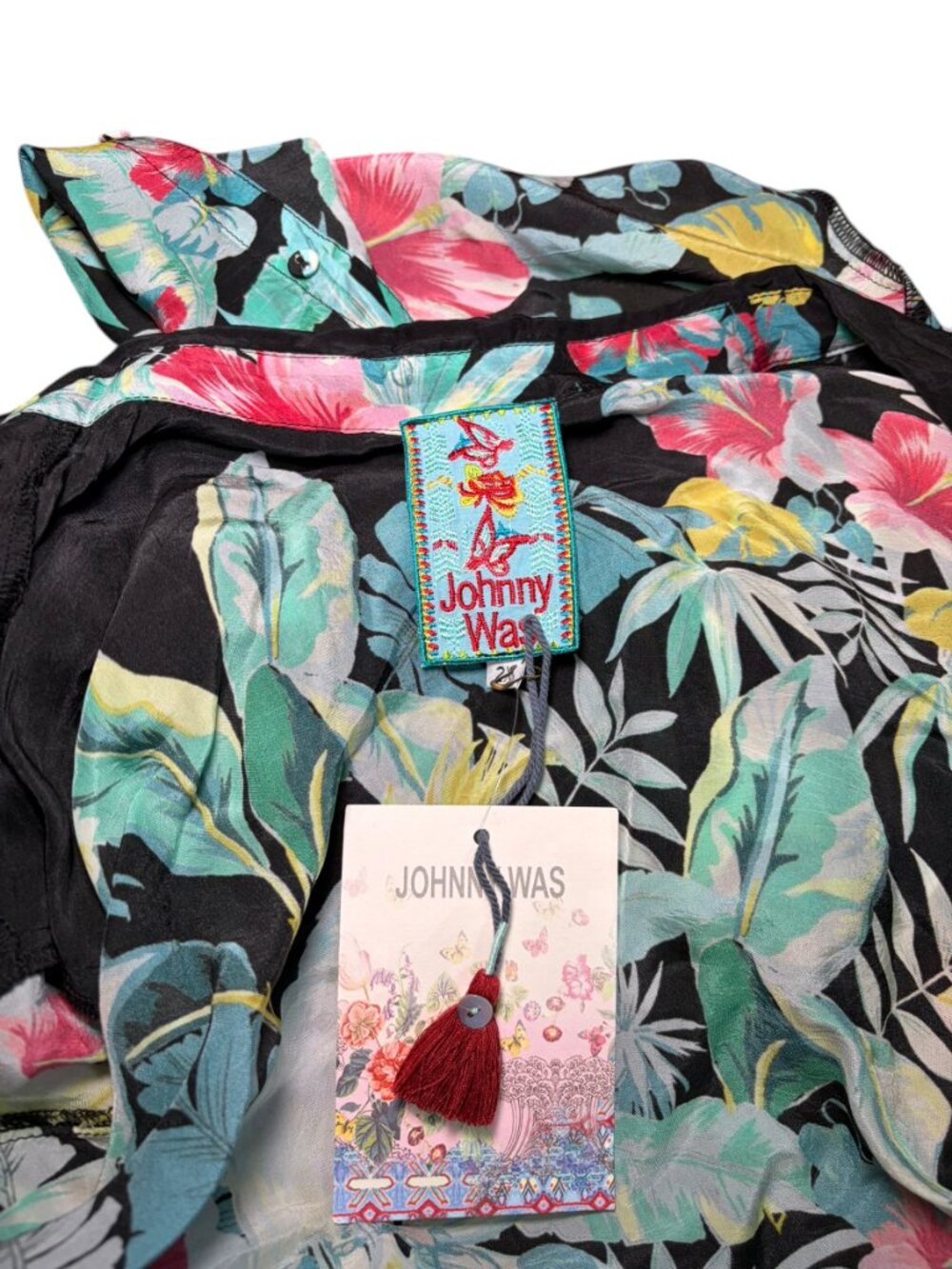Johnny Was Tropical Parrot Button Down Shirt 2X Rayon NWT - Picture 5 of 6
